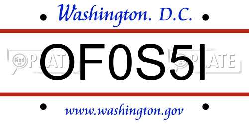 OF0S5I District Of Columbia License Plate