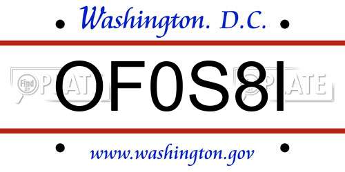OF0S8I District Of Columbia License Plate