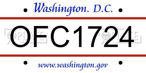 OFC1724 District Of Columbia License Plate