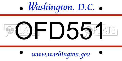 OFD551 District Of Columbia License Plate