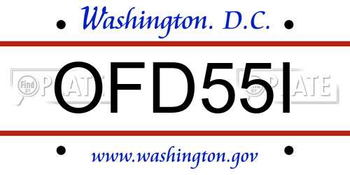 OFD55I District Of Columbia License Plate