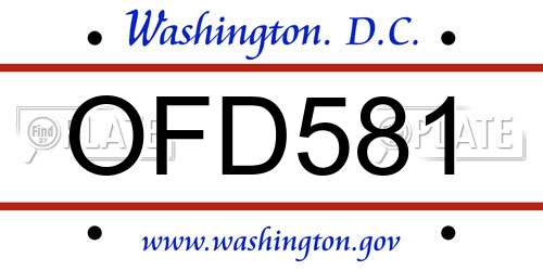 OFD581 District Of Columbia License Plate