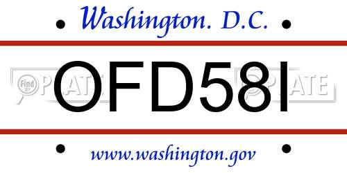 OFD58I District Of Columbia License Plate
