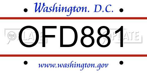 OFD881 District Of Columbia License Plate