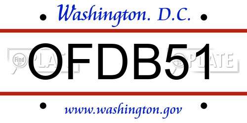 OFDB51 District Of Columbia License Plate