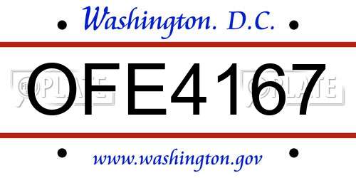 OFE4167 District Of Columbia License Plate