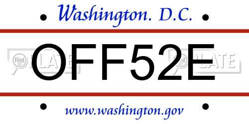 OFF52E District Of Columbia License Plate