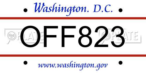 OFF823 District Of Columbia License Plate