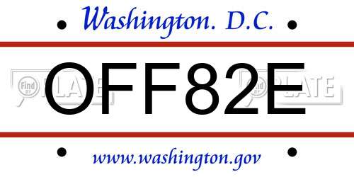 OFF82E District Of Columbia License Plate