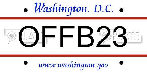 OFFB23 District Of Columbia License Plate