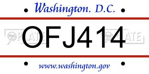 OFJ414 District Of Columbia License Plate