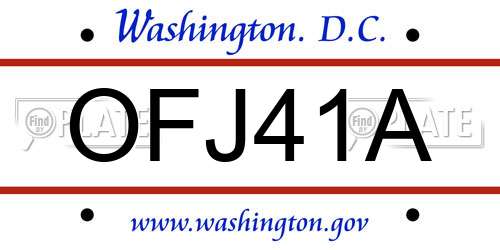 OFJ41A District Of Columbia License Plate