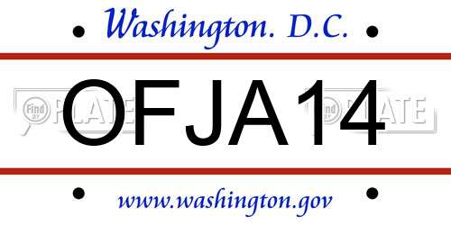OFJA14 District Of Columbia License Plate