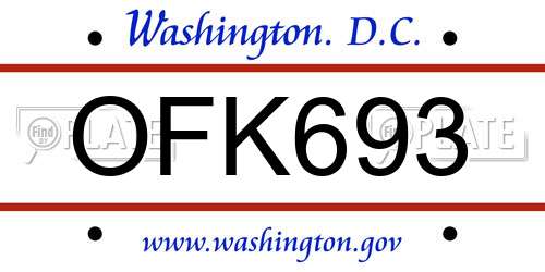OFK693 District Of Columbia License Plate