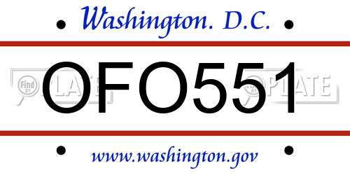 OFO551 District Of Columbia License Plate