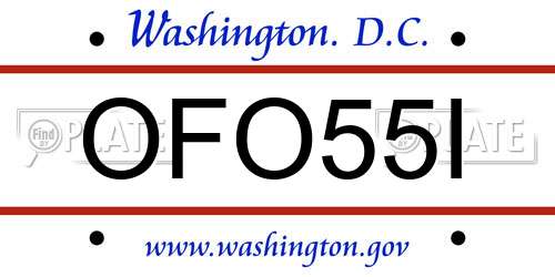 OFO55I District Of Columbia License Plate