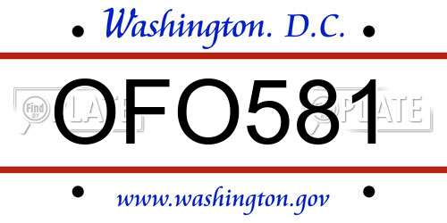 OFO581 District Of Columbia License Plate
