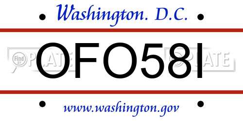 OFO58I District Of Columbia License Plate