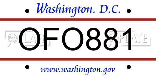 OFO881 District Of Columbia License Plate