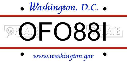 OFO88I District Of Columbia License Plate