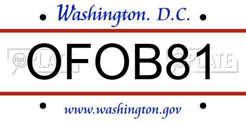 OFOB81 District Of Columbia License Plate