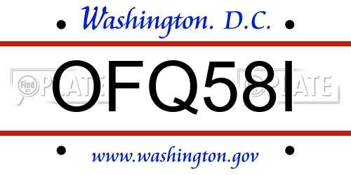 OFQ58I District Of Columbia License Plate