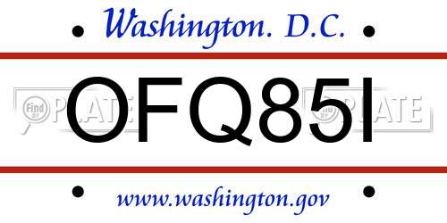OFQ85I District Of Columbia License Plate