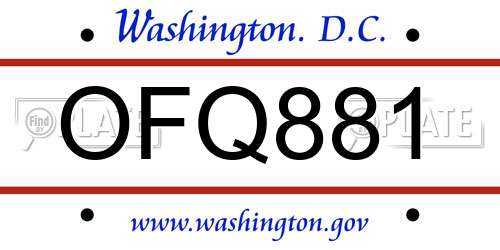 OFQ881 District Of Columbia License Plate