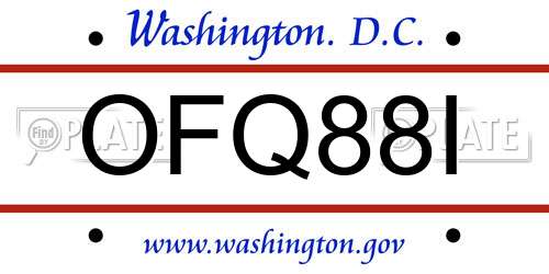 OFQ88I District Of Columbia License Plate