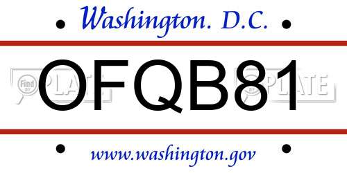 OFQB81 District Of Columbia License Plate
