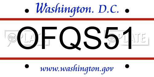OFQS51 District Of Columbia License Plate