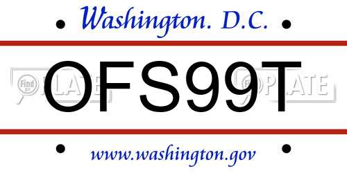 OFS99T District Of Columbia License Plate