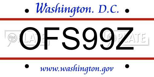OFS99Z District Of Columbia License Plate