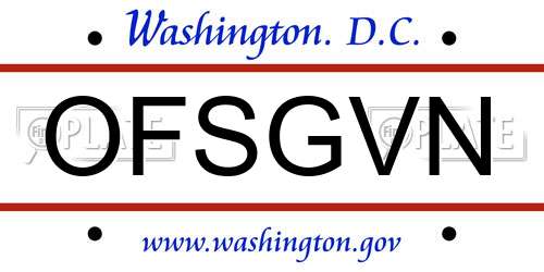 OFSGVN District Of Columbia License Plate