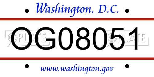 OG08051 District Of Columbia License Plate