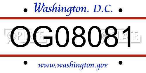 OG08081 District Of Columbia License Plate