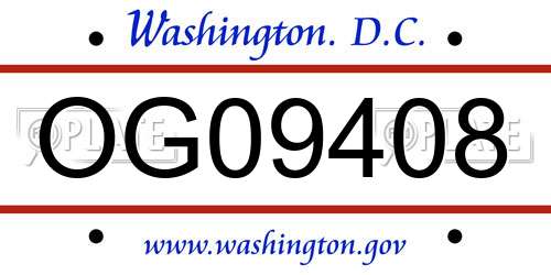 OG09408 District Of Columbia License Plate