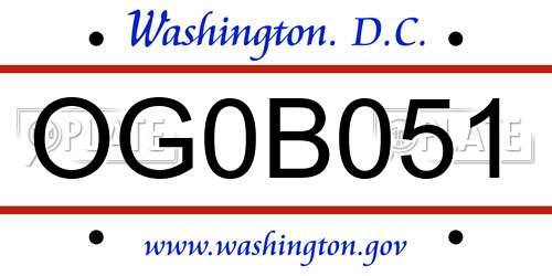 OG0B051 District Of Columbia License Plate