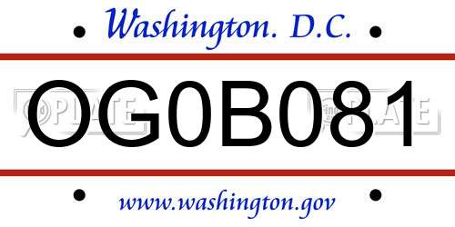 OG0B081 District Of Columbia License Plate