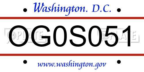 OG0S051 District Of Columbia License Plate