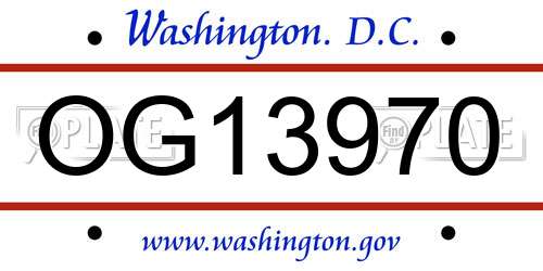 OG13970 District Of Columbia License Plate