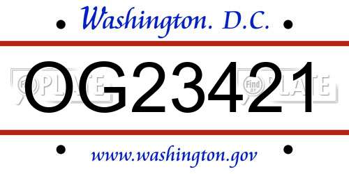 OG23421 District Of Columbia License Plate