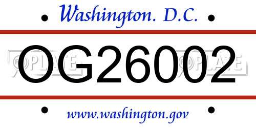 OG26002 District Of Columbia License Plate