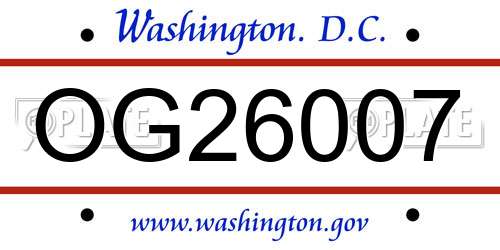 OG26007 District Of Columbia License Plate