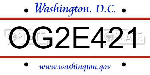 OG2E421 District Of Columbia License Plate