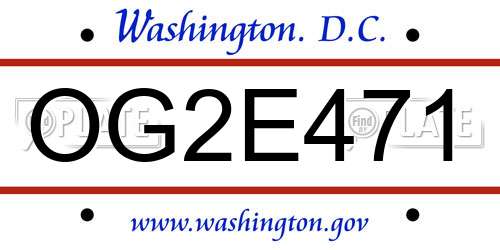 OG2E471 District Of Columbia License Plate