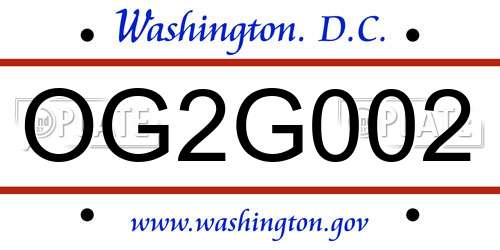 OG2G002 District Of Columbia License Plate