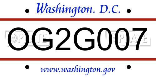 OG2G007 District Of Columbia License Plate