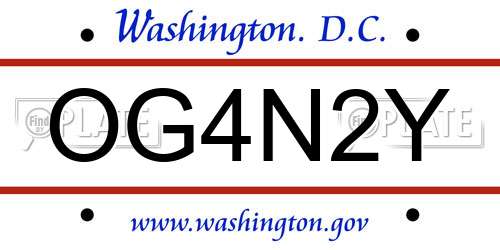 OG4N2Y District Of Columbia License Plate