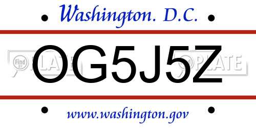 OG5J5Z District Of Columbia License Plate